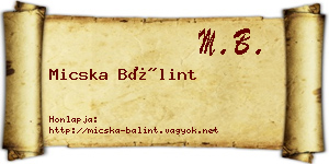 Micska Bálint névjegykártya